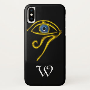 Coque iPhone X BLUE TALISMAN, HORUS EYE MONOGRAM ; noir