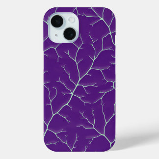 Coque Pour iPhone 15 Blue-Violet Branch Design iPhone Case