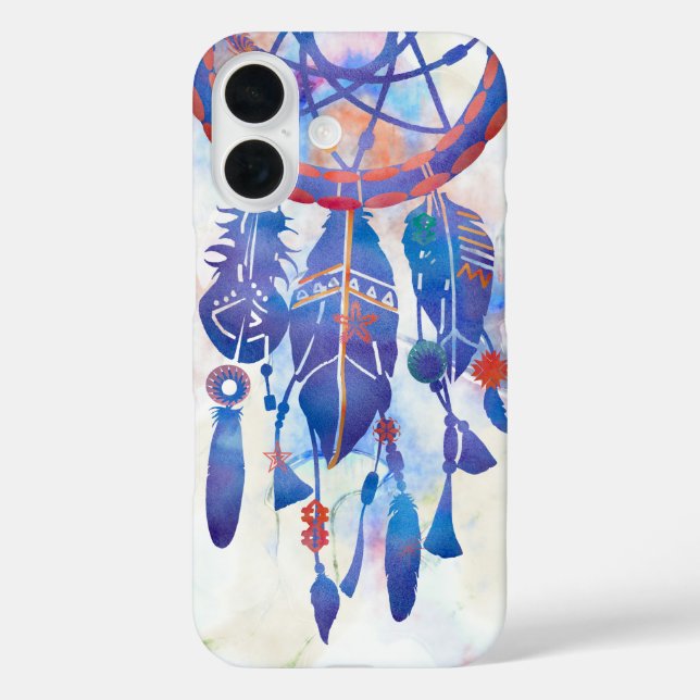 Coques Case-Mate iPhone Blue Watercolor Dreamcatcher Modern Boho (Verso)