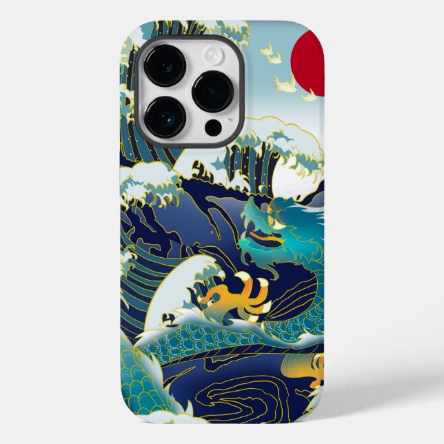 Coques Case-Mate iPhone Blue Waves Green Dragon Red Sun Skate (Verso)