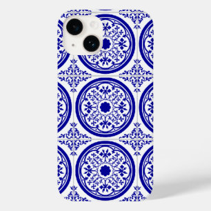 Coque Pour iPhone 14 Blue White Delft Inspiré Faux Tile iPhone