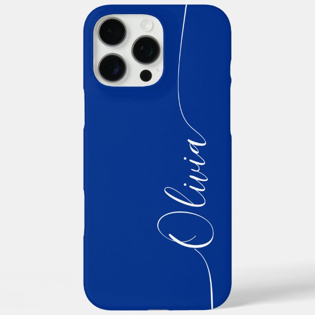 Coques Case-Mate iPhone Blue White Elegant Calligraphie Nom du script (Verso)