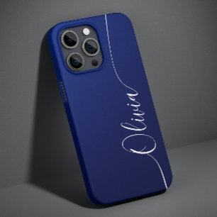 Coque Pour iPhone 14 Blue White Elegant Calligraphie Nom du script