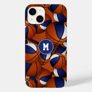 Coque Pour iPhone 14 Blue white équipe couleurs basketball motif
