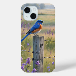 Coque Pour iPhone 15 Bluebird Sur Un Poste De Clôture