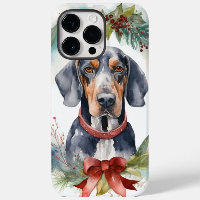 Coques Case-Mate iPhone Bluetick Coonhound Christmas Wreath Festive Pup (Verso)