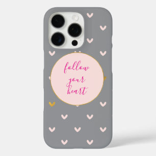 Coques iPhone 16 Pro Blush Noir Rose Gris Or Cœurs