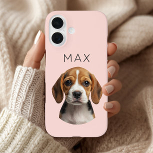 Coque Pour iPhone 16 Blush personnalisé avec photo et nom de chien