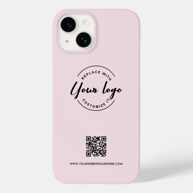 Coques Case-Mate iPhone Blush Pink Custom Business Logo Website Code QR (Verso)