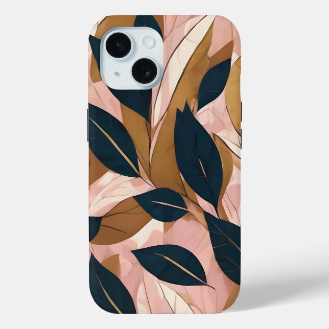 Coques Case-Mate iPhone Blush Pink Gold Boho Collection Feuille tendance (Verso)