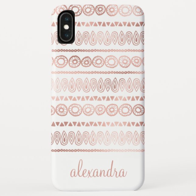 Coques Case-Mate iPhone Blush Pink - Rose Gold Boho Motif Monogramme (Dos)