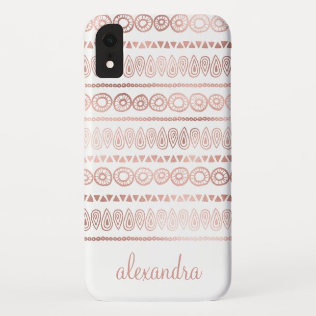Coques Case-Mate iPhone Blush Pink - Rose Gold Boho Motif Monogramme (Dos)