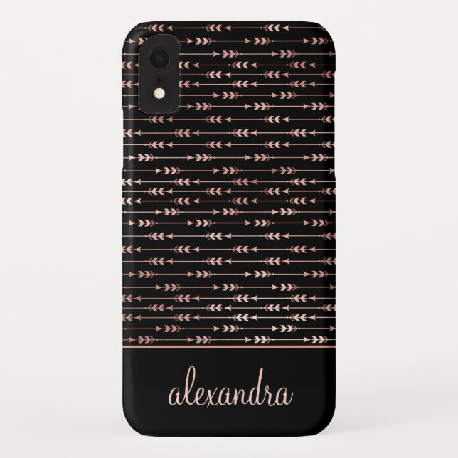 Coques Case-Mate iPhone Blush Pink - Rose Gold Boho Motif Monogramme (Dos)
