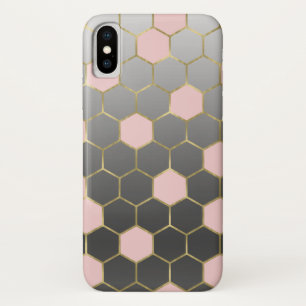 Case-Mate iPhone Case Blush Rose Gris & Or Hexagone Glamour Moderne