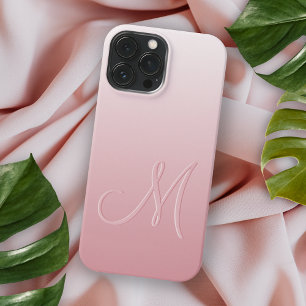 Coque iPhone 15 Pro Max Blush Rose Pêche Personnalisé Monogramme