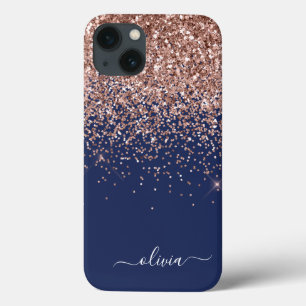 Case-Mate iPhone Case Blush Rose Rose Or Marine Parties scintillant Bleu