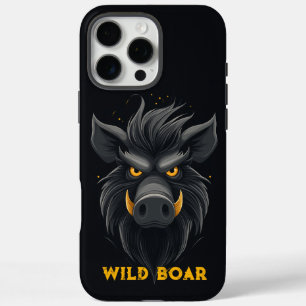 Coques iPhone 16 Pro Max Boar sauvage en colère Noir
