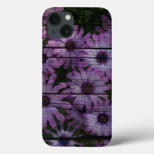iPhone 13 Coque Bohème Western Country Barn Board marguerite viole