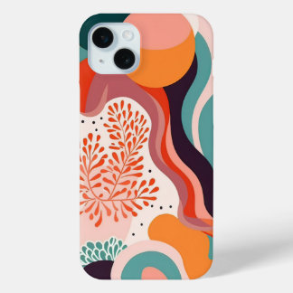 Coque iPhone 15 Mini Boho Abstract Minimalist Shape Colorful
