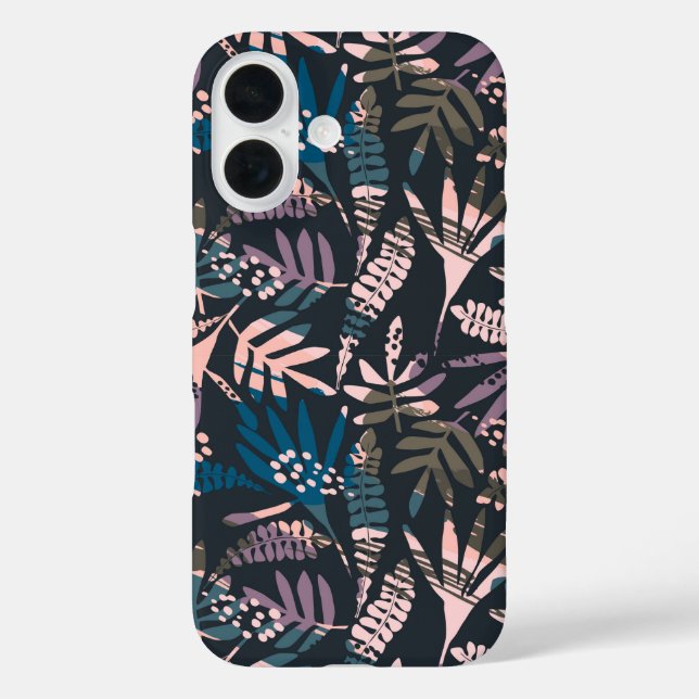 Coques Case-Mate iPhone Boho Abstrait Motif rose bleu noir (Verso)