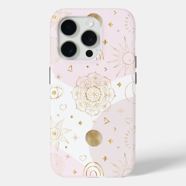 Coques Case-Mate iPhone Boho Astrologie Gold Motif céleste (Verso)