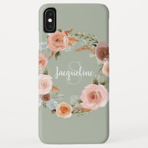 Case-Mate iPhone Case Boho Blush Pink Floral Wreath Sage Nom vert