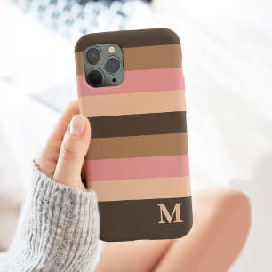 Case-Mate iPhone Case Boho Brown Neutral Stripes Monogramme Tendance Ini