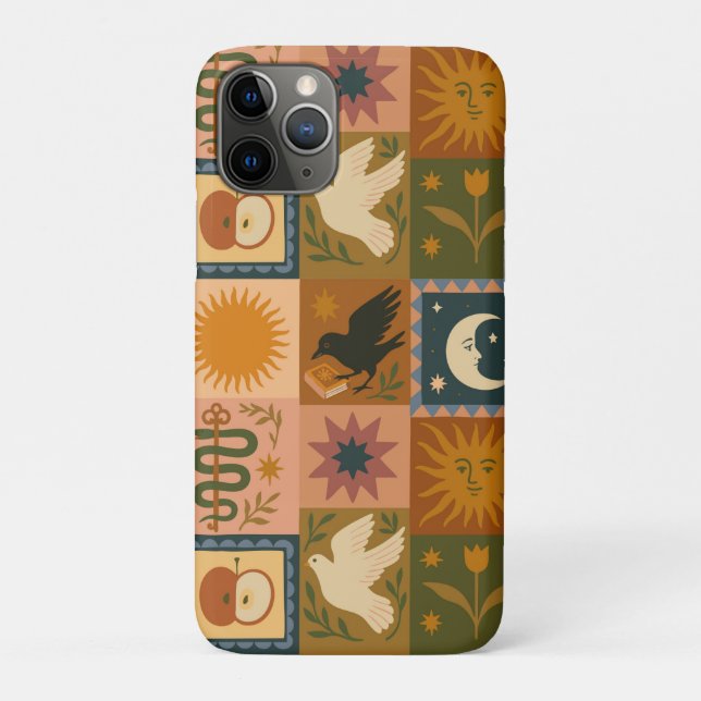 Coques Case-Mate iPhone Boho Celestial | Soleil et lune rétro (Dos)