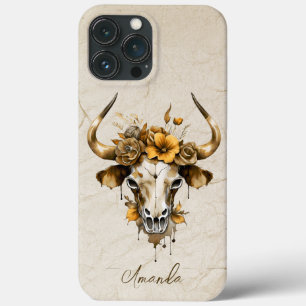 Case-Mate iPhone Case Boho Chic Aquarelle Florale Vache Crâne