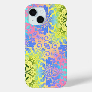 Coque Pour iPhone 15 boho chic mandala turquoise aqua bohème