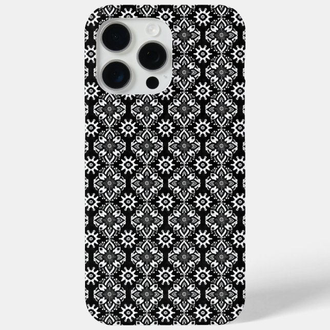Coques Case-Mate iPhone Boho Chic noir et blanc motif floral (Verso)