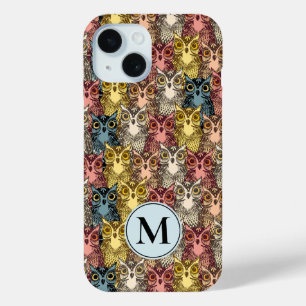 Coque Pour iPhone 15 Boho coloré Boodland Owl Motif