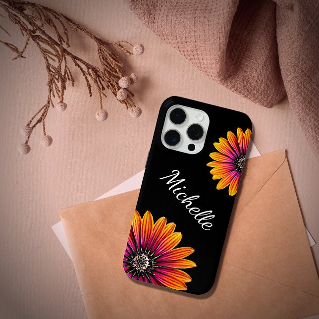 Coques Case-Mate iPhone Boho Daisies Botanique Rustique Noir (Créateur téléchargé)