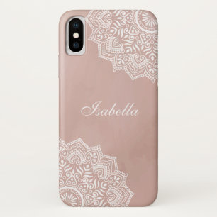 Case-Mate iPhone Case Boho Dusty Rose Mandala Nom personnalisé