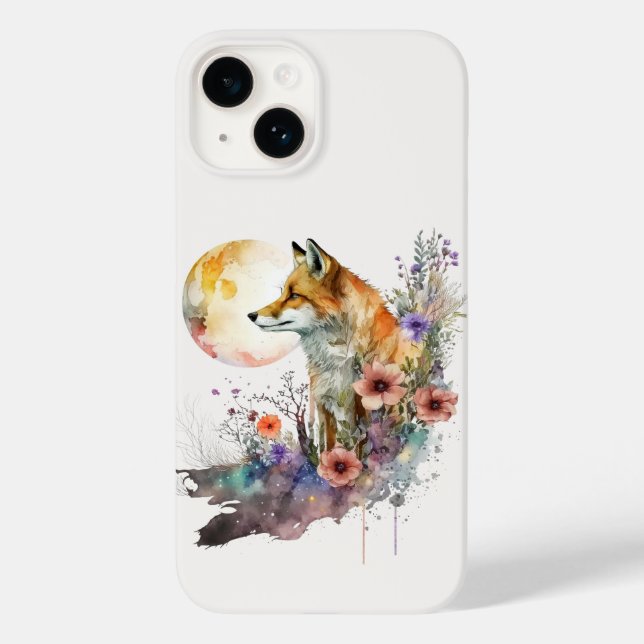 Coques Case-Mate iPhone Boho Floral Chic Aesthétique Fox Aquarelle (Verso)