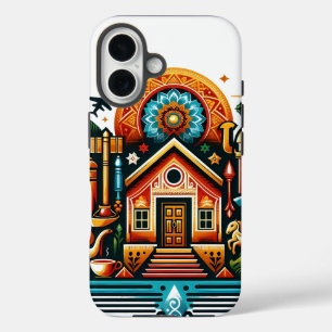 Coque Pour iPhone 16 Boho Folk Art Dream Home Illustration pour iPhone