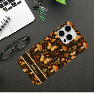 Coque iPhone 15 Pro Max Boho Forêt Bois Champignons Couleurs d'Automne