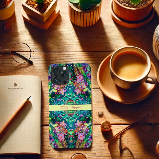 Coques Case-Mate iPhone Boho Joli Floral Stylish Nom Coloré (Créateur téléchargé)