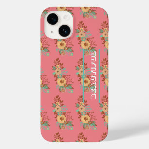 Coque Pour iPhone 14 Boho moderne rose floral
