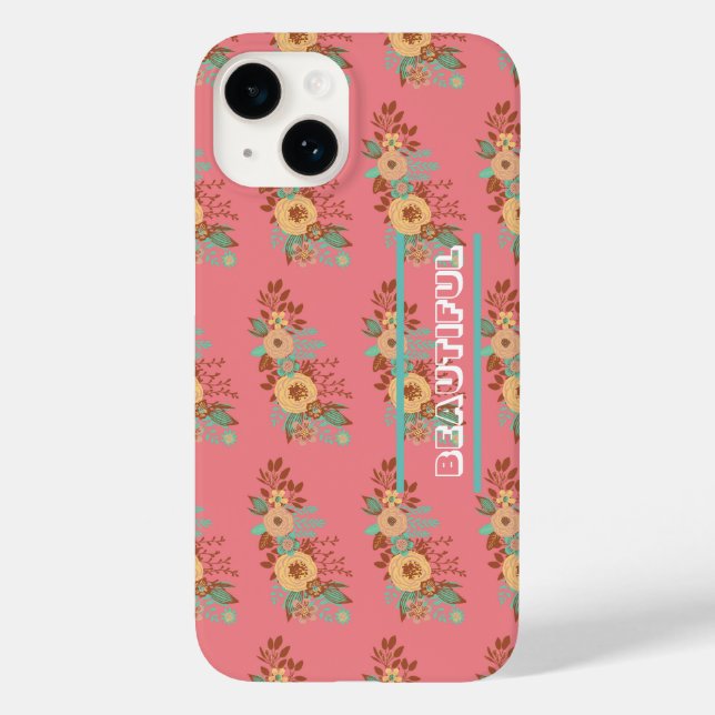 Coques Case-Mate iPhone Boho moderne rose floral (Verso)