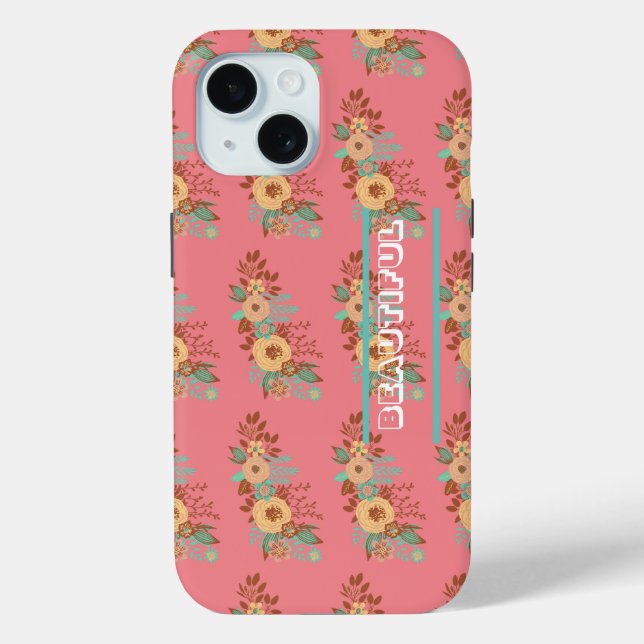 Coques Case-Mate iPhone Boho moderne rose floral (Verso)