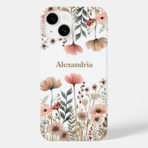 Boho Muet Fleurs sauvages d'aquarelle rose