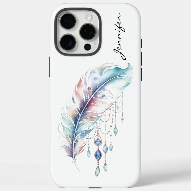 Coques Case-Mate iPhone Boho Native Spirit Aquarelle Plumes (Verso)