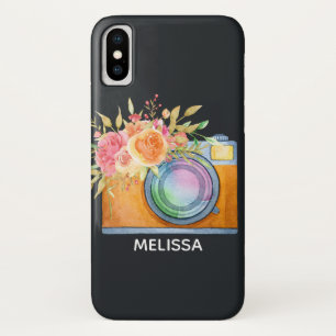 Case-Mate iPhone Case Boho Orange Caméra & Bouquet Floral Aquarelle