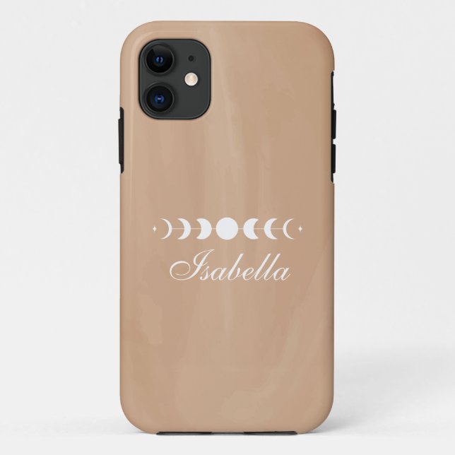Coques Case-Mate iPhone Boho Terracotta Moon Phases Nom Personnalisé (Dos)