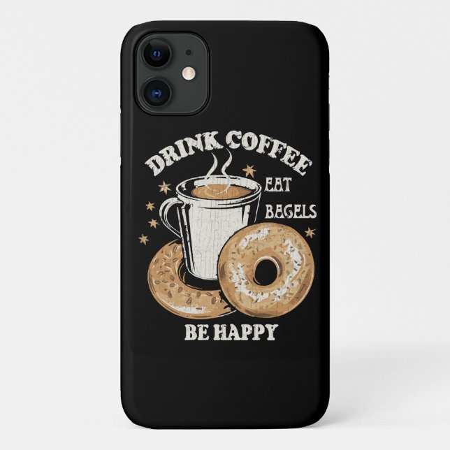 Coques Case-Mate iPhone Boire Café Manger Bagels Soyez Heureux (Dos)