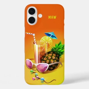 Coques iPhone 16 Plus Boire Tropical Bois de téléphone monogramme person