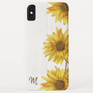 Case-Mate iPhone Case Bois blanc rustique avec tournesol Monogramme