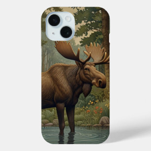Coque Pour iPhone 15 Bois boisé d'orignal rustique