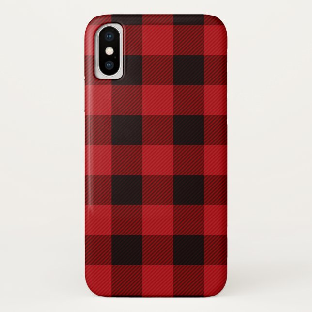 Coques Case-Mate iPhone Bois de bois Pays Noël Bison rouge plaid (Dos)